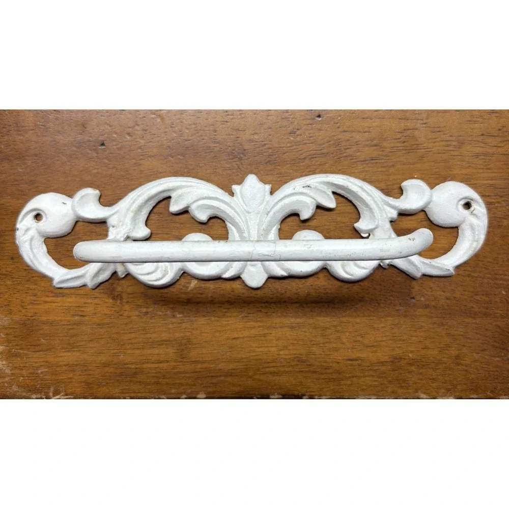 Iron Toilet Paper Holder, Decorative Bathroom Hardware, Shabby Chic White Bath